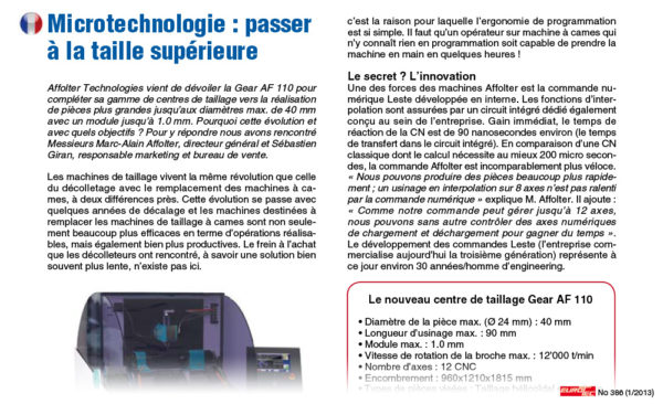 Microtechnologie : passer à la taille supérieure - Eurotec | no386 - 01.2013