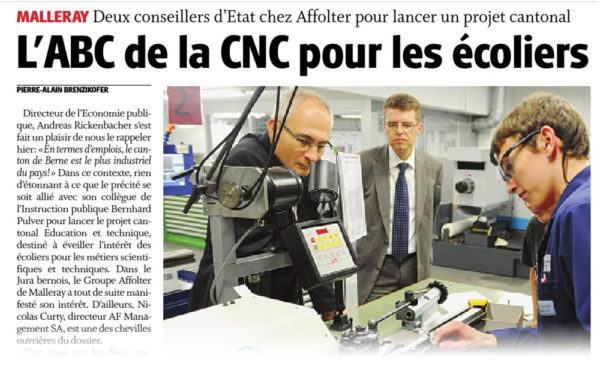 L'ABC de la CNC pour les écolirers - Journal du Jura | 29.10.2013