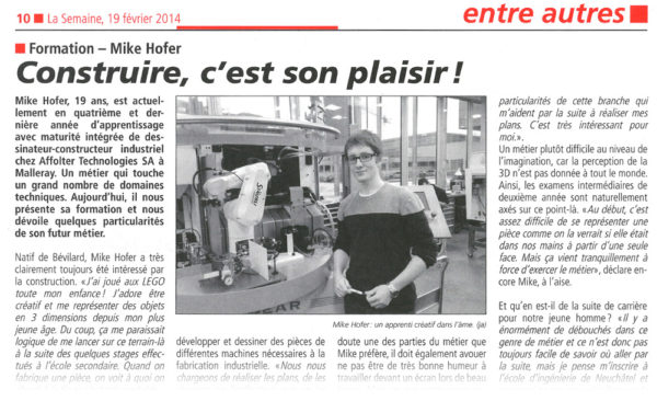 Construire, c'est son plaisir ! La Semaine | 19.02.2014