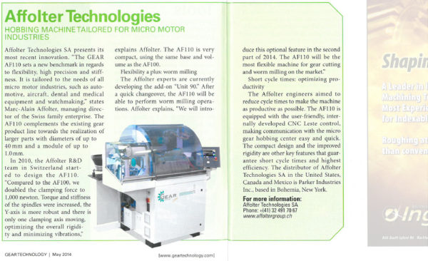 Affolter Technologies presents its most recent innovation - Gear Technology | 05.2014