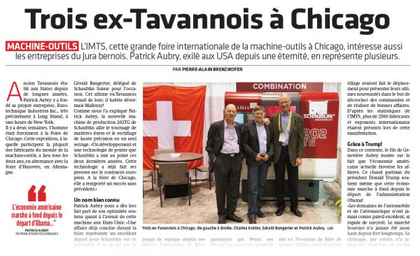 Journal du Jura - Salon international IMTS Chicago