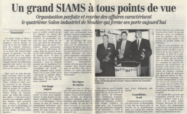 Un grand SIAMS à tous points de vue - Quotidien Jurassien | 28.05.1994