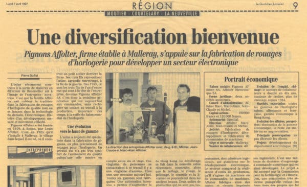 Une diversification bienvenue - Quotidien Jurassien | 07.04.1997