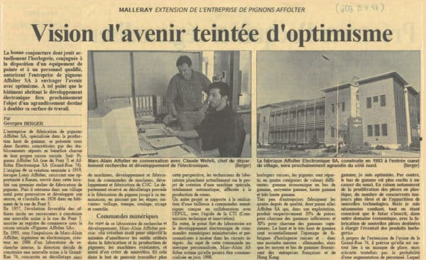 Vision d'avenir teintée d'optimisme - Journal du Jura | 21.11.1997