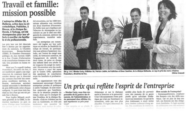 Travail et famille mission possible - Journal du Jura | 15.03.2005