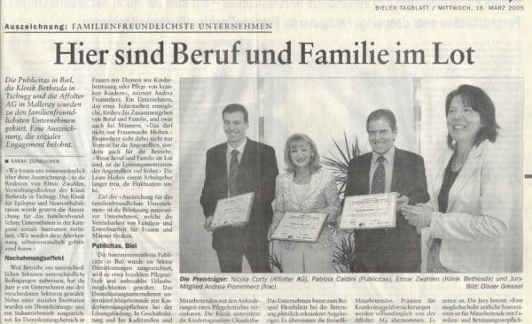 Hier sind Beruf und Familie im Lot - Bieler Tagblatt | 16.03.2005