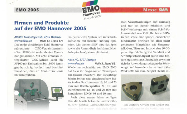 Firmen und Produkte auf der EMO Hannover 2005 - Schweizer Maschinenmarkt | 4.2005