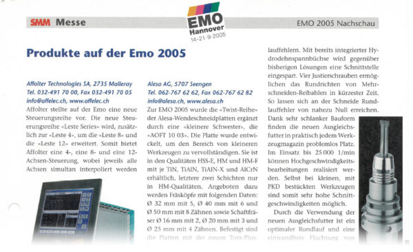 Produkte auf der EMO 2005 - Schweizer Maschinenmarkt | 11.10.2005