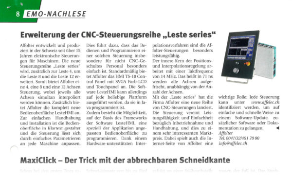 Erweiterung der CNC-Steuerungsreihe „Leste series” - Industrie Report International | 12.2005 