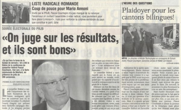 Une entreprise de pointe qui séduit Pascal Couchepin - Journal du Jura | 21.09.2006