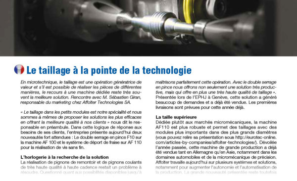 Le taillage à la pointe de la technologie - Eurotec | no395 - 19.02.2014