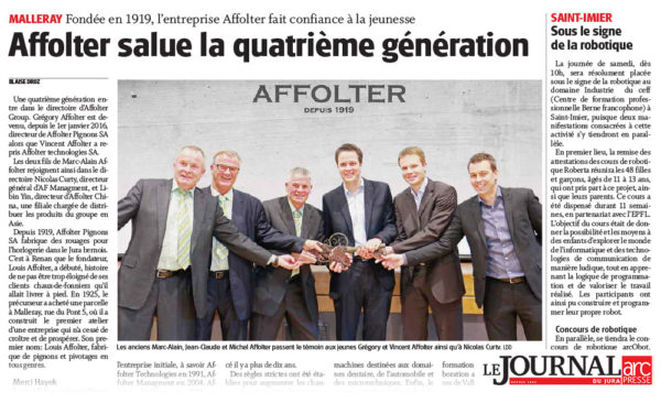 Affolter salue la quatrième génération - Journal du Jura | 29.01.2016