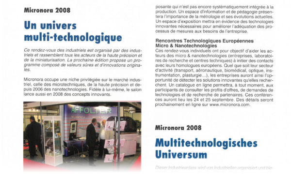 Un univers multi-technologique | Micronora 2008 - Eurtotec | no358 - 03.2008