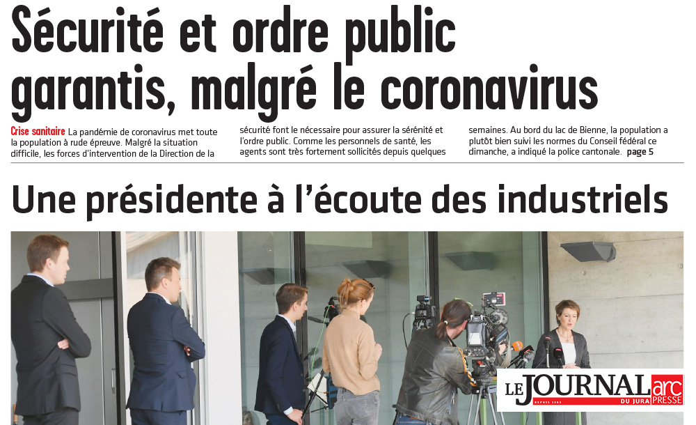 Mme Simonetta Sommaruga en visite dans les entreprises du Jura bernois | Corona Virus - Journal du Jura 