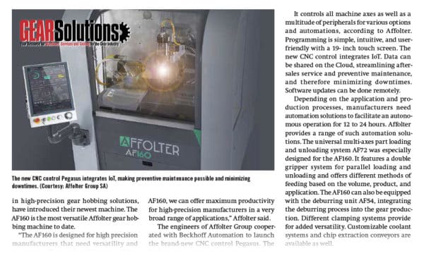 press release gear solutions from gear cutting machine affolter