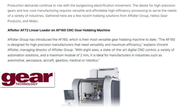 versatile hobbing solutions from gear cutting machine affolter